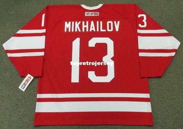 

wholesale mens boris mikhailov ussr 1972 ccm vintage retro hockey jersey, Black;red