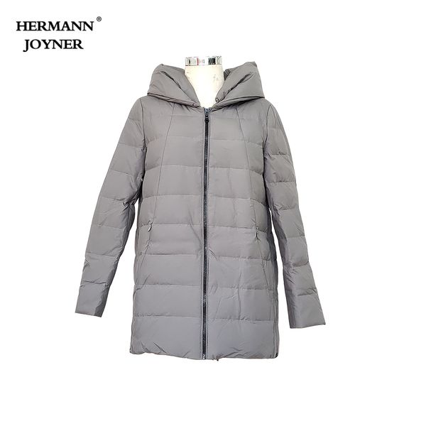 

hermann joyner 2018 autumn winter women solid down jacket white duck down thick silver female casual coat ladies, Black