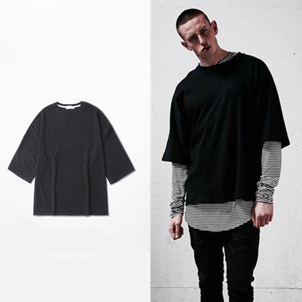 

wholesale price oversized t shirt homme western clothes west season style t-shirt hip hop tshirt streetwear mens t shirts, White;black