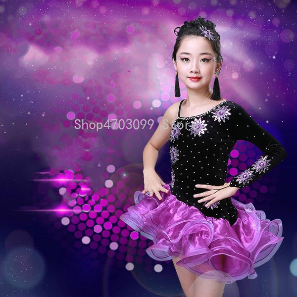 

2019 new models new children's latin dance costumes girls competition performance clothing stage performance dance skirt, Black;red