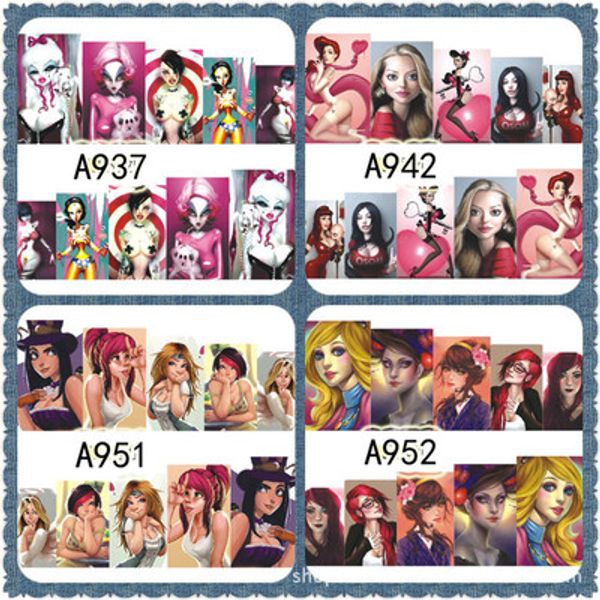 

5sheet character cartoon nail water stickers designs nail art stickers decals makeup diy water tattoos manicure a937-960, Black