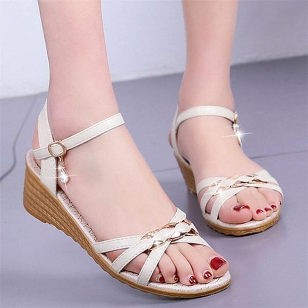 

2020 new shoes women sandals summer wedge casual sandals women shoes fashion buckle classic non-slip sandals shoes women, Black