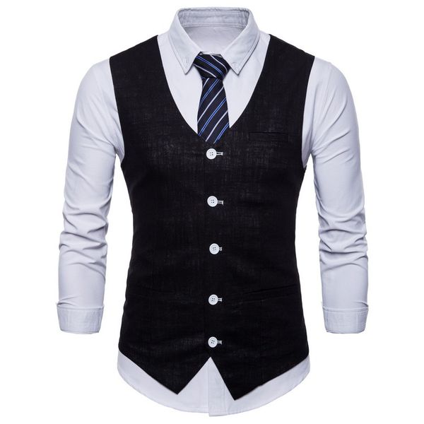 

candy colors men black vest casual slim v-neck sleeveless blazer waistcoat plus size 3xl 4xl men suit vest formal office wear, Black;white