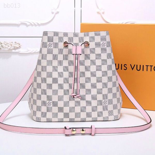 

cute fashion handbags drawstring ladies barrel-shaped bag bucket bag crossbody shoulder bags mid size portable checkered for girl casual