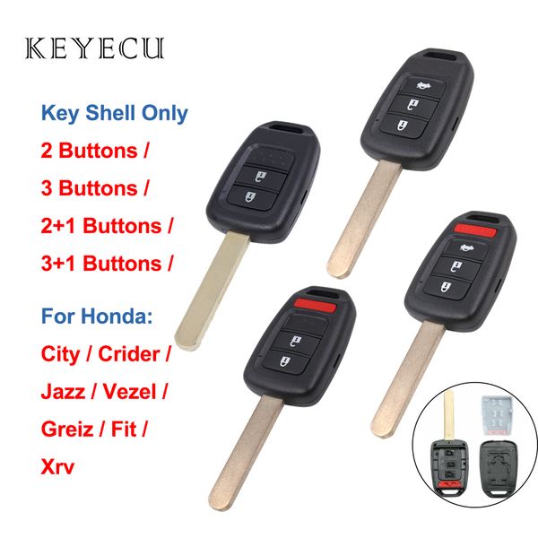 

keyecu 2 / 3 / 4 buttons car remote key shell case cover for city, crider, jazz, vezel, greiz, fit, xrv - key shell only