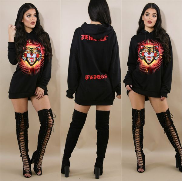 

fashion women's hoodies casual jumper for women long sleeve sweatshirt brand women with cat pattern printed crew neck hooded sweater, Black