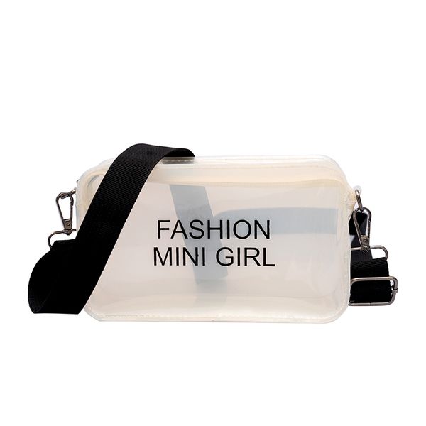 

new-women small bag jelly transparent square shoulder bag female mini crossbody white