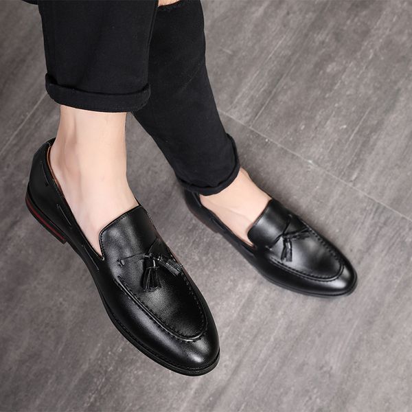 

new fashion handmade tassel loafers black bottom genuine leather gentleman fashion stress shoes men business driving shoes