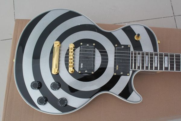 

silver circle black emg pickup electric guitar