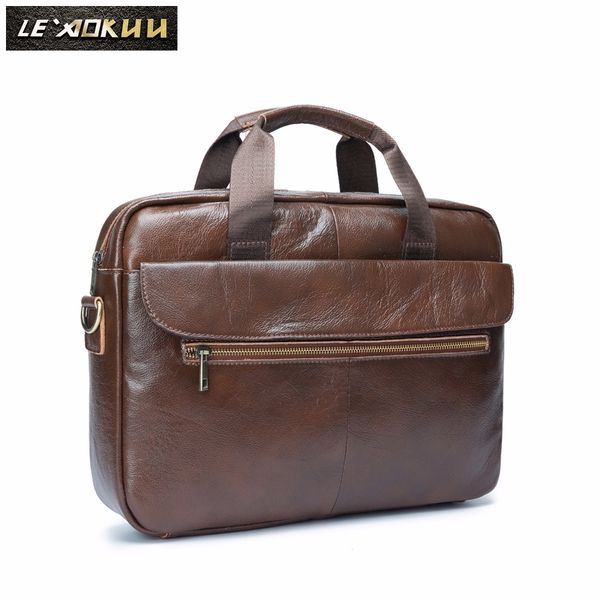 

men oil waxy leather antique design brown business briefcase 16" lapdocument case attache messenger bag tote portfolio 1120