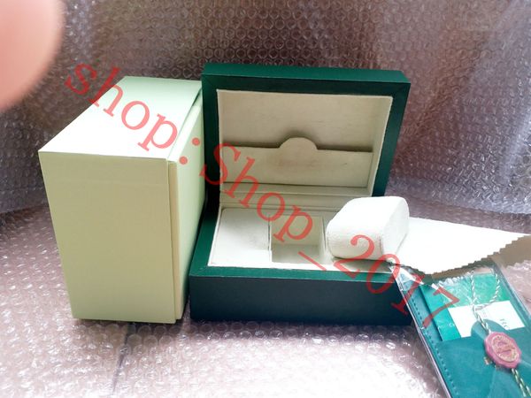 

wholesale luxury new style brand green watch original wood box papers gift watches boxes leather bag card for rolex box 116600 watch box, Black;blue