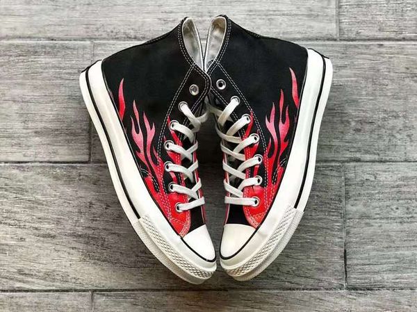 

men chuck 1970s hi 2019 black flame sneaker women casual canvas skate board shoes off the wall trainer 35-44