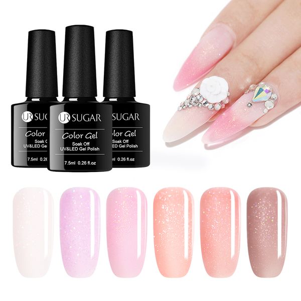 

ur sugar uv extension gel builder glitter nail varnish polymer gel nail polish liquid art hybrid polish, Red;pink