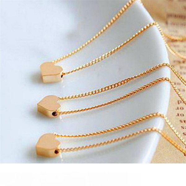 

2pcs fashion dainty tiny heart necklace gold p silver plated chain for women love gifts short clavicle necklace jewelry x9