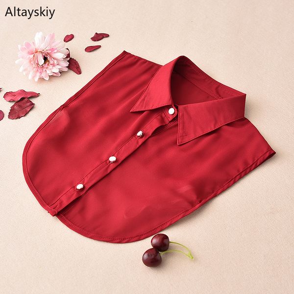 

detachable collar women lace pearl buckle false collars colorful solid simple womens all-match korean style new trendy lapel, Black;blue