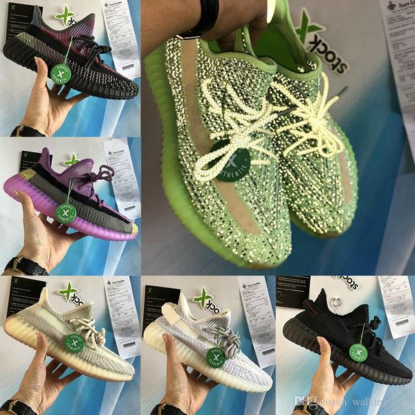 

new yecheil yeehu cloud white black static 3m reflective men women running shoes gid glow zebra clay hyperspace kanye west sports sneakers