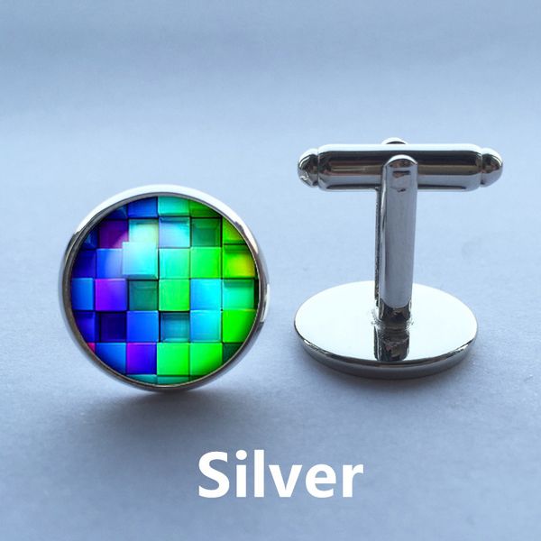 

blue abstract colorful bricks brand cuff links silver plated shirt cufflinks mens woman wedding gift sleeve button high quality
