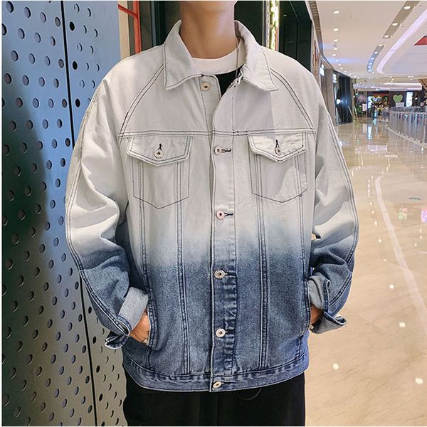 

oversized m-5xl men's denim jackets and coats casual loose tie dyeing cargo jacket youth man streetwear outerwear, Black;brown