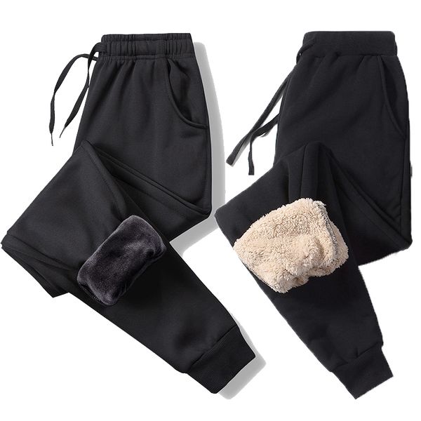 

2019 толстые ватки jogger мужские брюки хлопок брюки мужчины зима теплая бархатная sweatpants tracksuit joggers осень зима m-4xl, Black