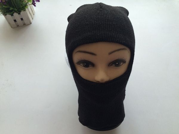 

single hole mask balaclava black knit hat face shield beanie cap snow winter warm