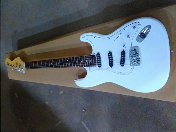 

factory custom white electric guitar, sss black pickup guitar, guard white board, rosewood fingerboard,, delivery