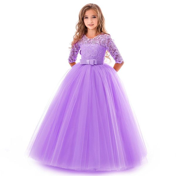 Nuevo Flor Niñas Vestido de Fiesta en Rojo Lila Azul 5 6 7 8 9 10 Años
