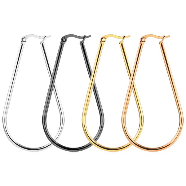 

earring women stainless steel oval water drop earrings female line long earring gold europe and 2020 u shaped earrings for women, Silver