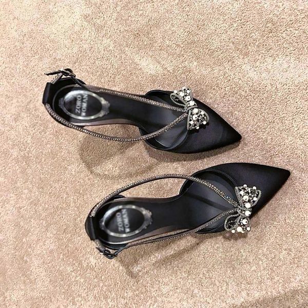 

lady sandals black high heels 6cm 9cm strap buckle spring women's crystal butterfly-knot banquet shoes