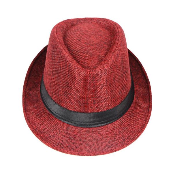 

fashion men spring summer fedora hat outdoor seaside sun protection linen sun hats solid color wide edge gentleman jazz hat yl5, Blue;gray