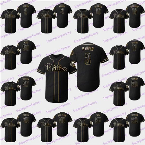 

2019 Golden Edition Bryce Harper Philadelphia Jersey Rhys Hoskins Mike Schmidt Aaron Nola Odubel Herrera Hector Neris Phillies Jerseys