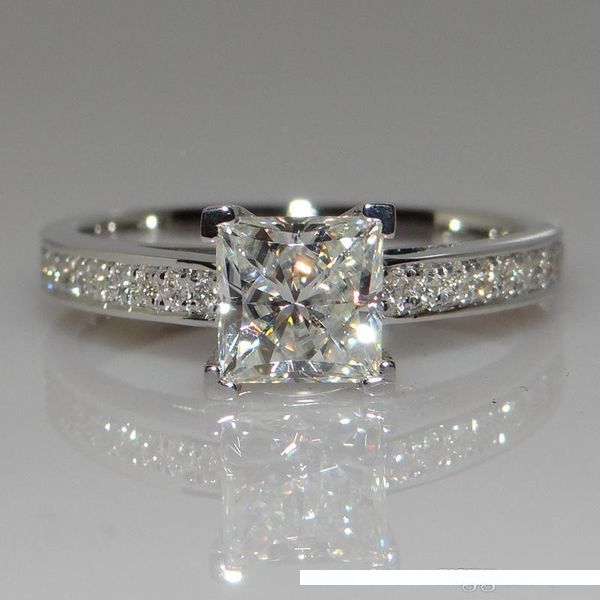 

pop high uspecial big promotion real 925 pure silver wedding rings for women 0.7 ct cz diamond engagement ring silver jewelry, Golden;silver