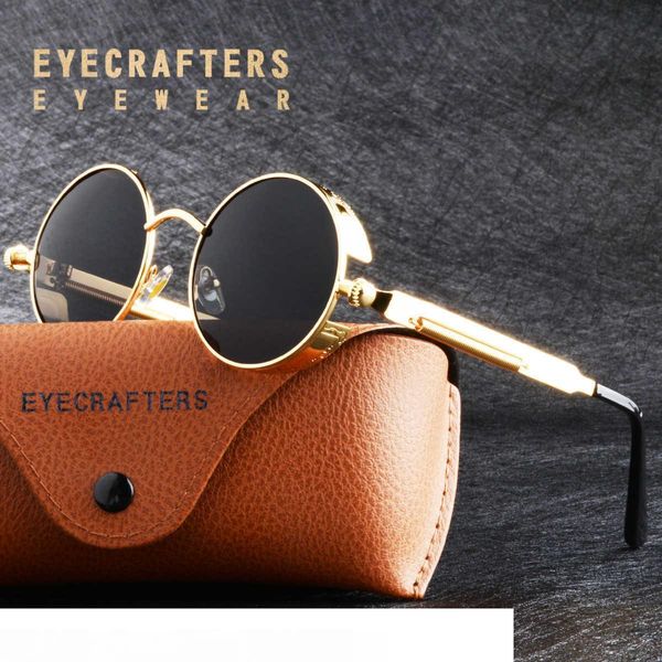 

gold metal polarized sunglasses gothic steampunk sunglasses mens womens fashion retro vintage shield eyewear shades 372 red mx190723, White;black