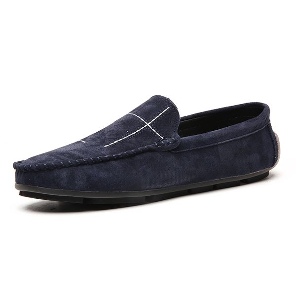 

shoes men leather comfortable flats fashion casual slip on loafers soft bottom men driving shoes formal business large size 48, Black