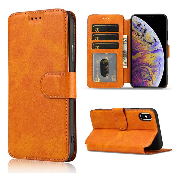 

For iphone XR XS X 8 Plus Luxury Leather Wallet Flip Phone Case TPU Matte Cover With Card Slots Photo Frame Phone Holder