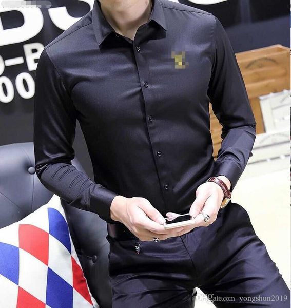 

горячие мужские рубашки бесплатная логистика мужские повседневные принты лацкан тонкий роскошный длинный рукав рубашки европейский и америка, White;black