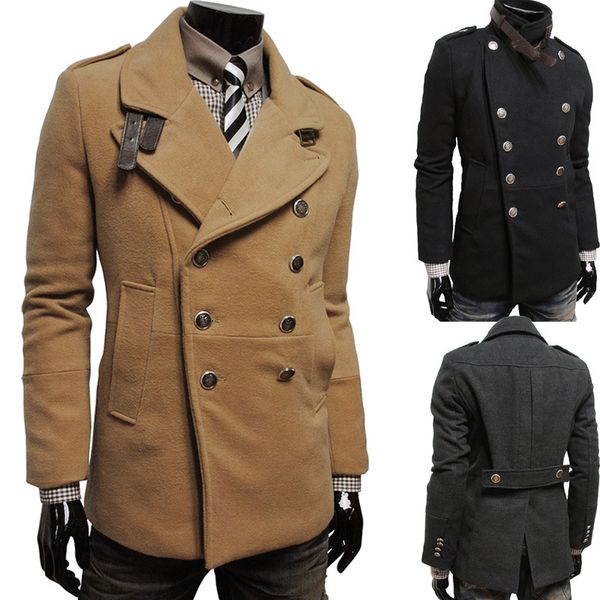 

2019 new beckham with the same style double-breasted beckham men's woolen coat david, Black