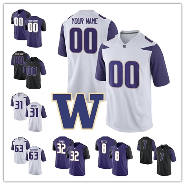 

custom 2019 ncaa washington huskies any name number 1 byron murphy 3 jake browning 8 dante pettis college football jersey mens youth kids, Black