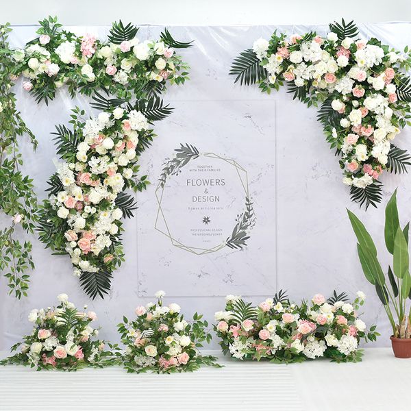 

european wedding arch decor artificial flower wedding props fake flower row background t stage road lead wall