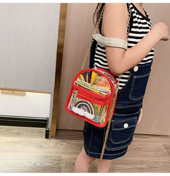 

kid девушки прозрачный пвх лазерная плеча crossbody сумка tote сумки лето сумка