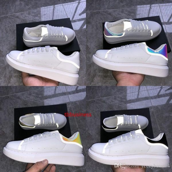 

reflective casual platform shoes womens balck white golden red navy snake skin leather falt sneakers fashion luxury men designer shoes