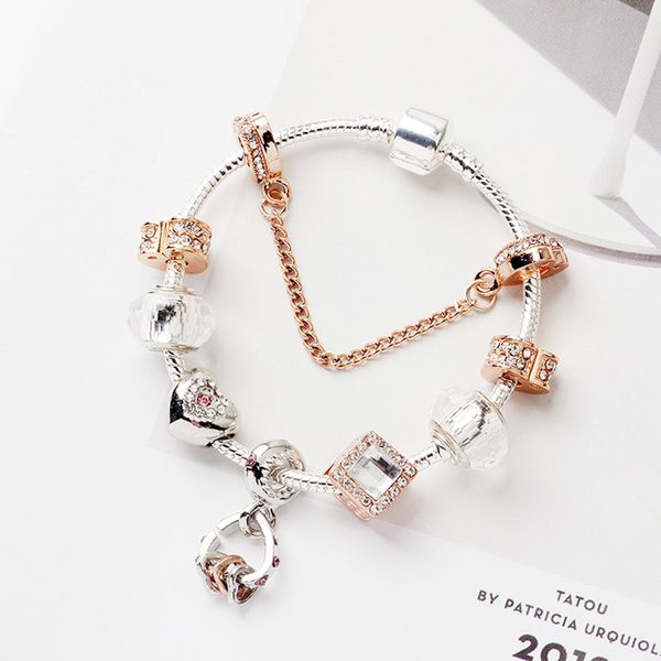 

2019 fashion valentine's day gift heart-shaped beaded bracelet diy personality crystal beads beaded bracelet, Black