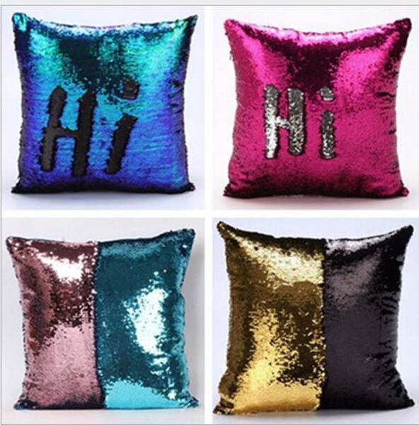 

new design mermaid pillow case cushion cover pillowcase cover double sequin glamour square pillow case sofa decoration 40cm*40cm