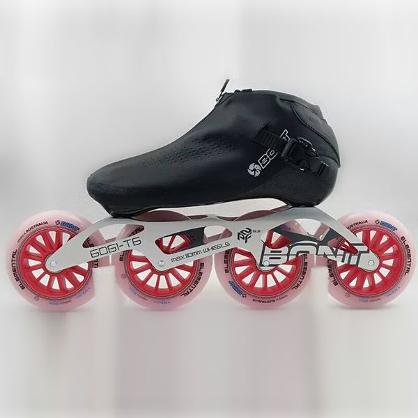 

original bont speed inline skate heatmoldable carbon fiber long track lt boss boot with 6061 frame elemenal wheels skate patines