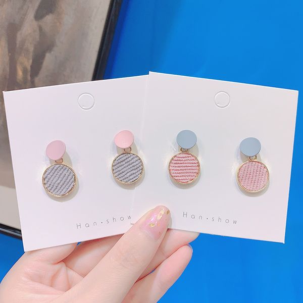 

silver needle korean sweet simple velvet round dangle earrings temperament fashion girl women's jewelry accessories