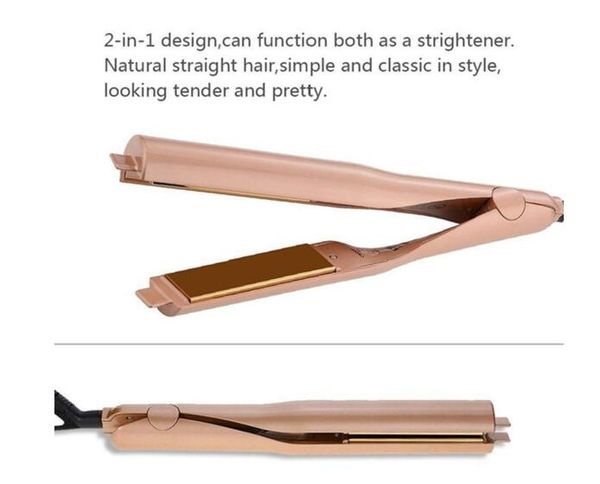 

electric straightening iron & curling iron hair curler 2 in 1 hair straightener flat irons ceramic styling tools, Black