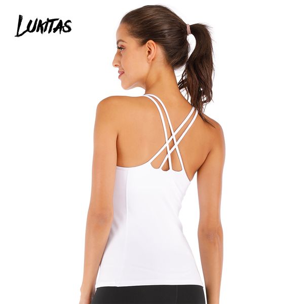 

lukitas fitness yoga women sports solid cross quick dry breathable running training nylon elastic workout female yoga shirts, White;red