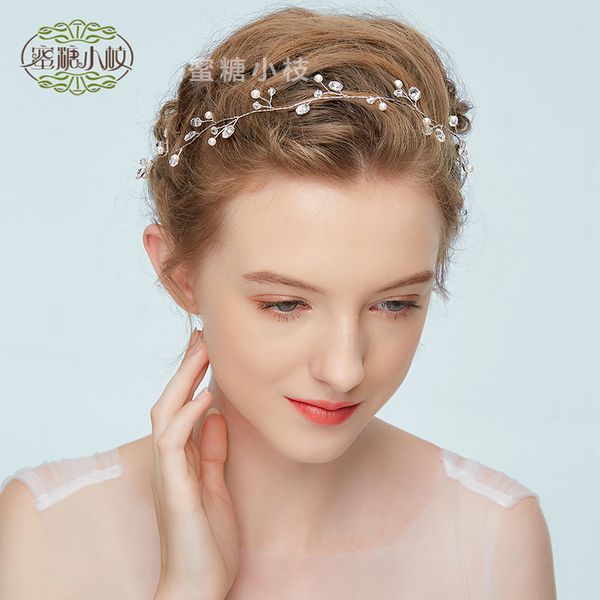 

свадьба из бисера жемчужный подарок женщина леди алмаз цветок лист волос украшения для невесты актерского начала выпускной yy-108, Slivery;golden