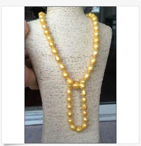 

single strands 10-12mm charming south sea gold pearl necklace 25 inch14k, Silver