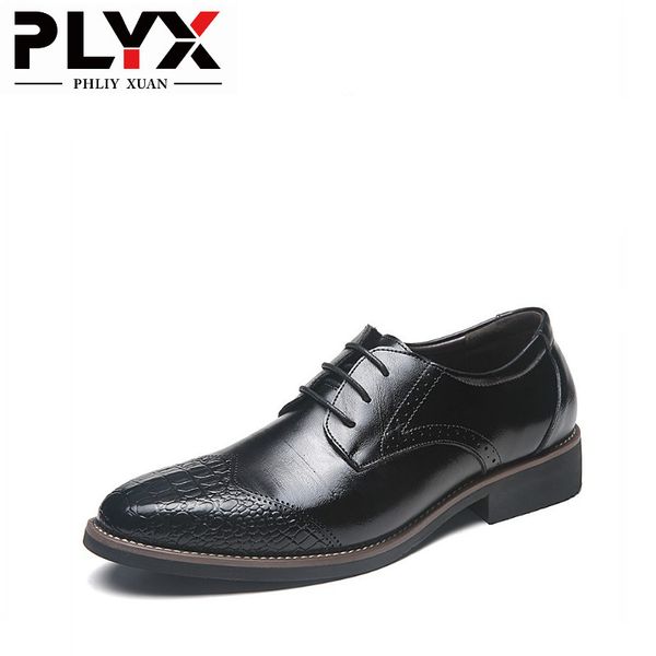 

phliy xuan new 2019 fashion men shoes genuine leather chaussure homme men dress shoes black brown mens formal