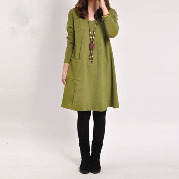 

plus size dress womens dresses women a line pocket casual long sleeve midi dress vestidos vendaje 2019 solid winter 5xl designer clothes, Black;gray